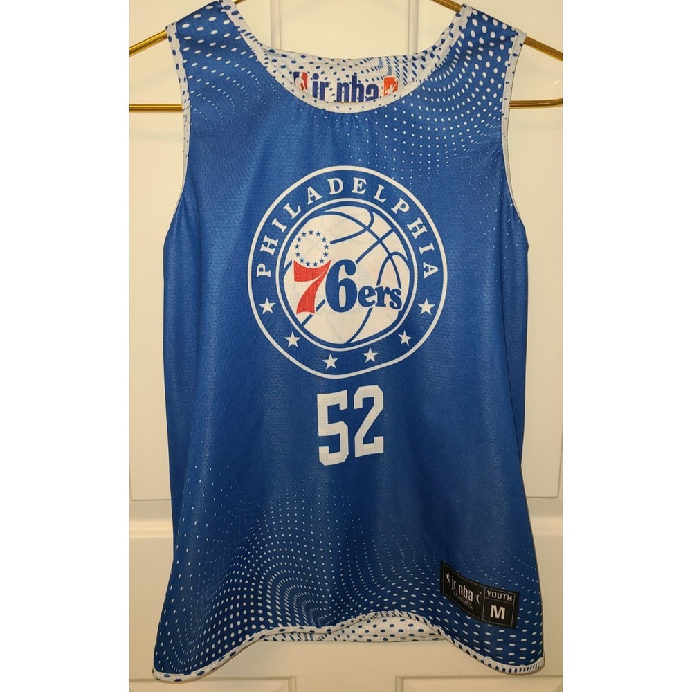 Jr NBA Leagues Philadelphia 76ers Reversible Jersey #52 White Blue 2 sided‎ #52